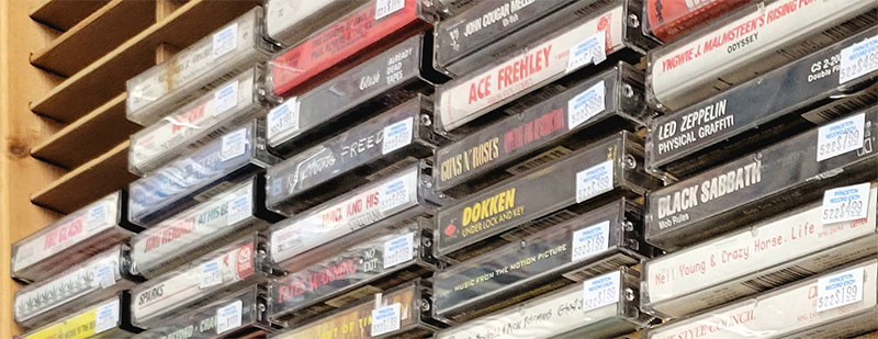 A photo of Cassettes on shelf at Prex.